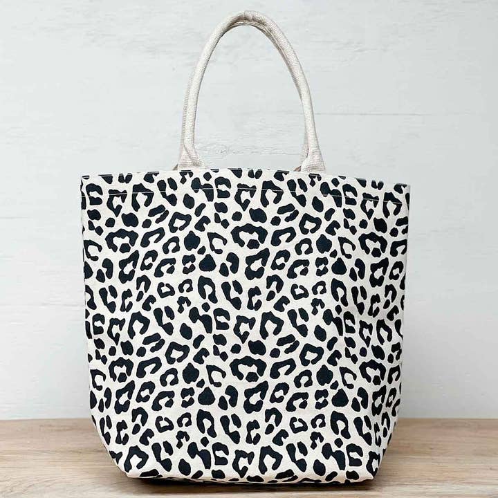 The Royal Standard - Wholesale Tote Bag - Unisex - Leopard Coast Tote Natural/Black 20x17x6.5