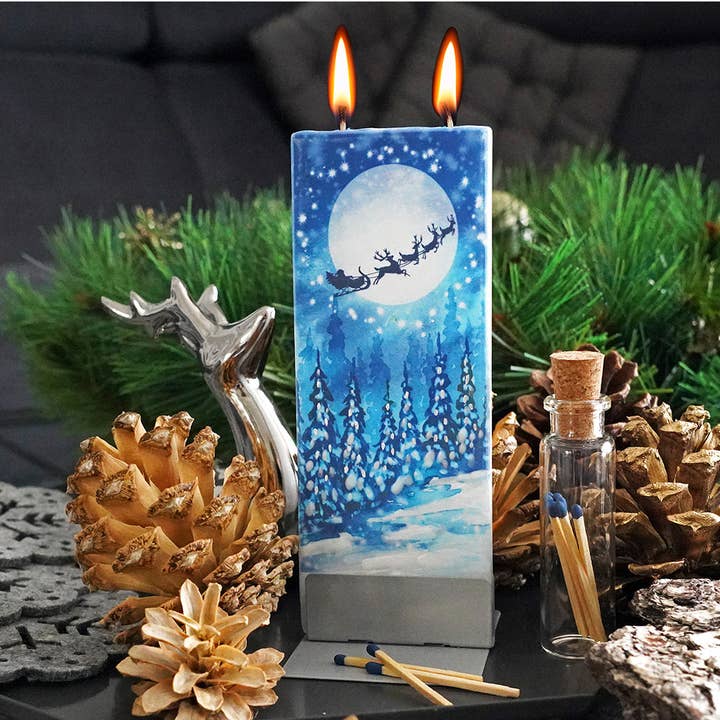 Flat Handmade Candle - Santa's Flying Sleigh & Reindeer for wholesale by Flatyz Candles