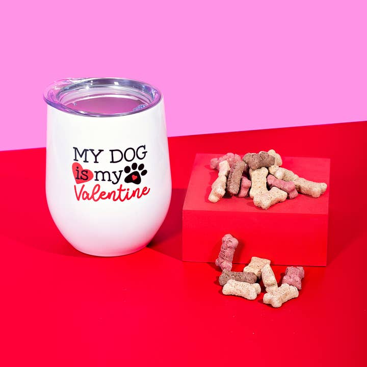 Min hund er min valentine, Hund elsker vin tumbler, Sjov gave for engroshandel hos Fbombs & Booze