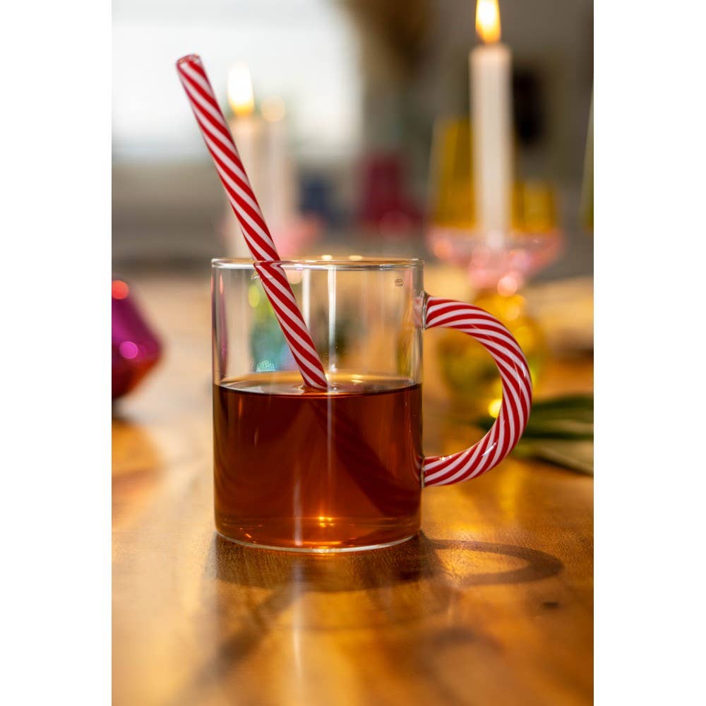 AULICA – wholesale Coffee/tea cup – Green and red candy cane glass tea cups - set of 22