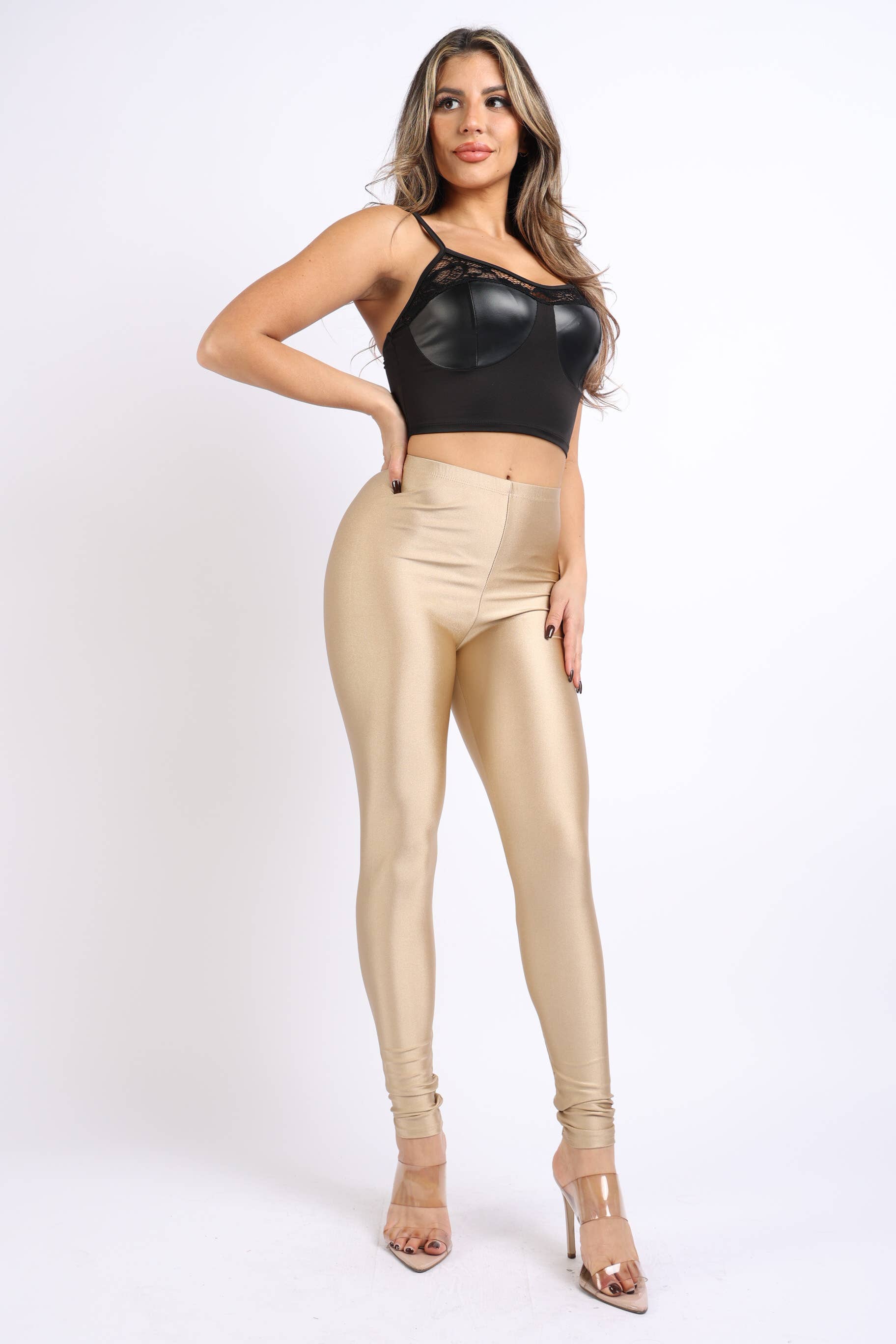 K Too - Wholesale Fashion Leggings - Women's - SHINY TRICOT LEGGINGS3