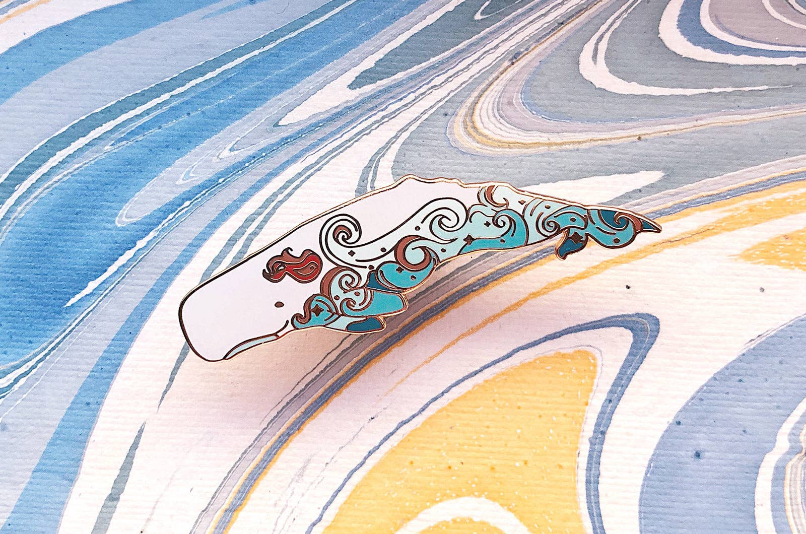 Alum and Ink - Wholesale Lapel Pin/Button - Waves Sperm Whale (Fire in the Sky) Pin10
