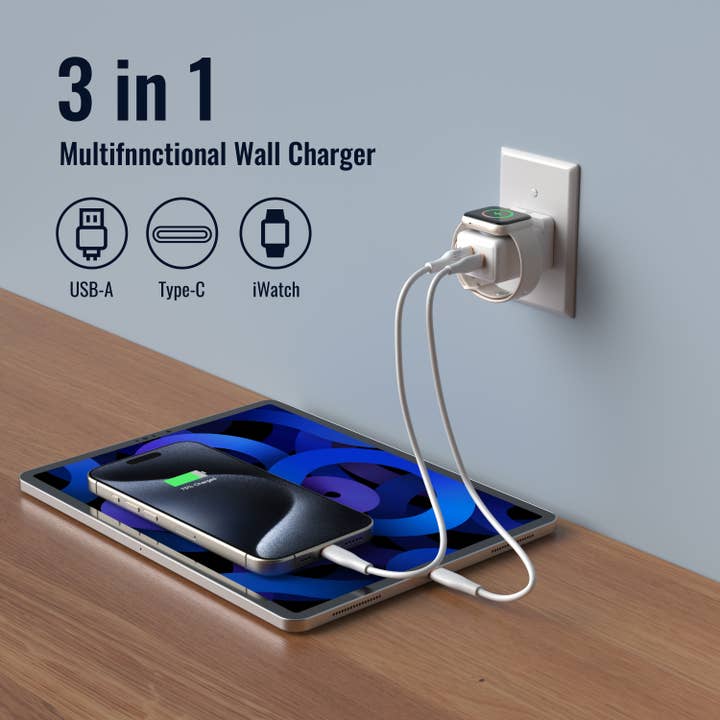 LAX Gadgets - Wholesale Portable Charger - Rapid Wall Charger with Apple Watch Charger Retail Pack