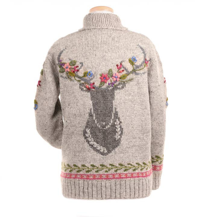 Lost Horizons Knitwear - Wholesale Knit Sweater - Women's - Hartley Knit Sweater with Floral Antler Design
