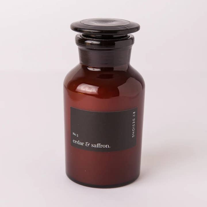 Amber Lab Jar Candle - Cedar & Saffron for wholesale by R2 Designs