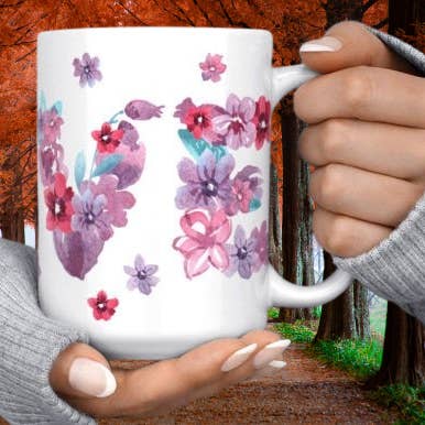 Alla hjärtans dag-mugg med KÄRLEK panoramablommor, tål maskindisk, 11 oz mugg för wholesale av SubliMasterUK