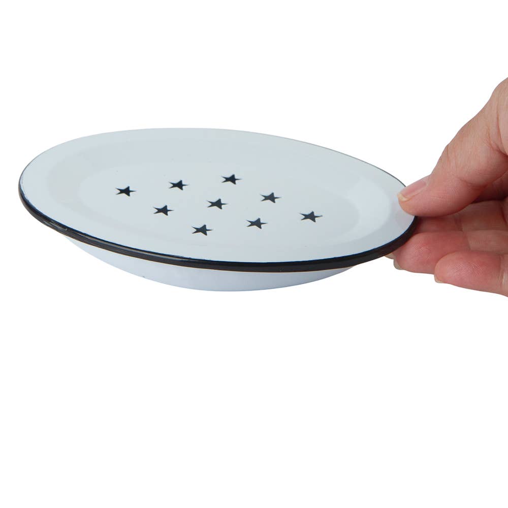 Factory Direct Craft – wholesale Bath soap dish – Metal Enamelware Soap Dish with Black Rim - Select Color 2