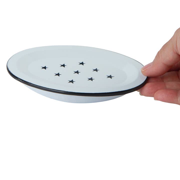 Factory Direct Craft - Wholesale Bath Soap Dish - Metal Enamelware Soap Dish with Black Rim - Select Color 2