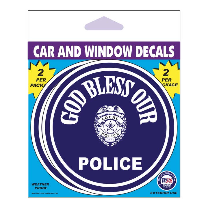 Autocollant pour vitres de voiture God Bless Police pour la vente par Imagine This Company