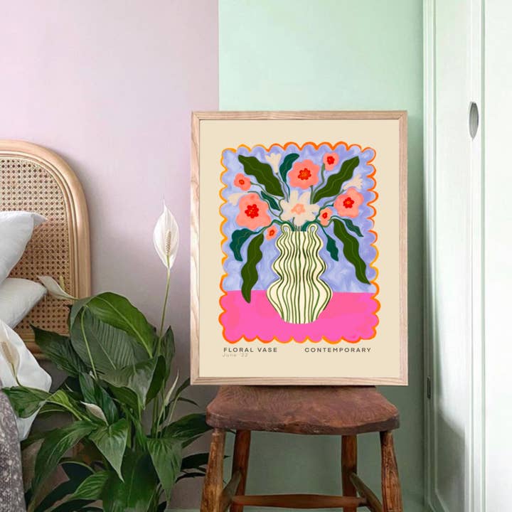 Kate Fox Design - Wholesale Art Print - Vase Art Print, Colourful Art Print, Hand Drawn Art, Quirky