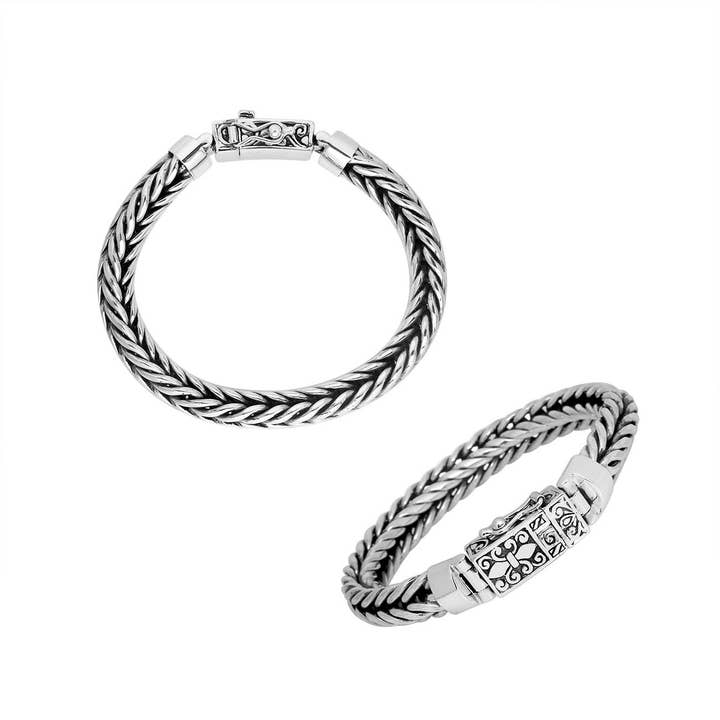 AB-1103-S Sterling Silver Braided Bracelet 8X10 MM — Wholesale for wholesale by Bali Designs