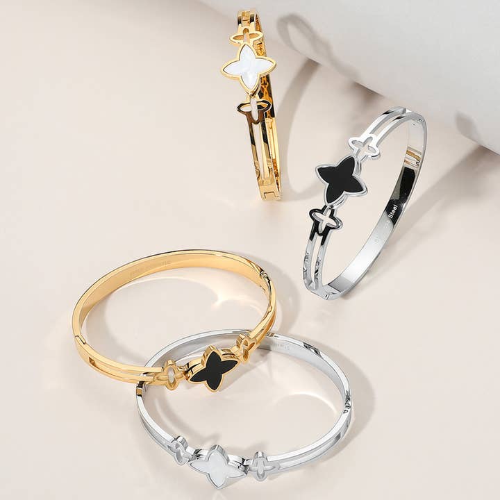 Sensibling Corp. – Großhandel Armreif – Edelstahl-Kleeblatt-Spitzscharnier-Armreif6