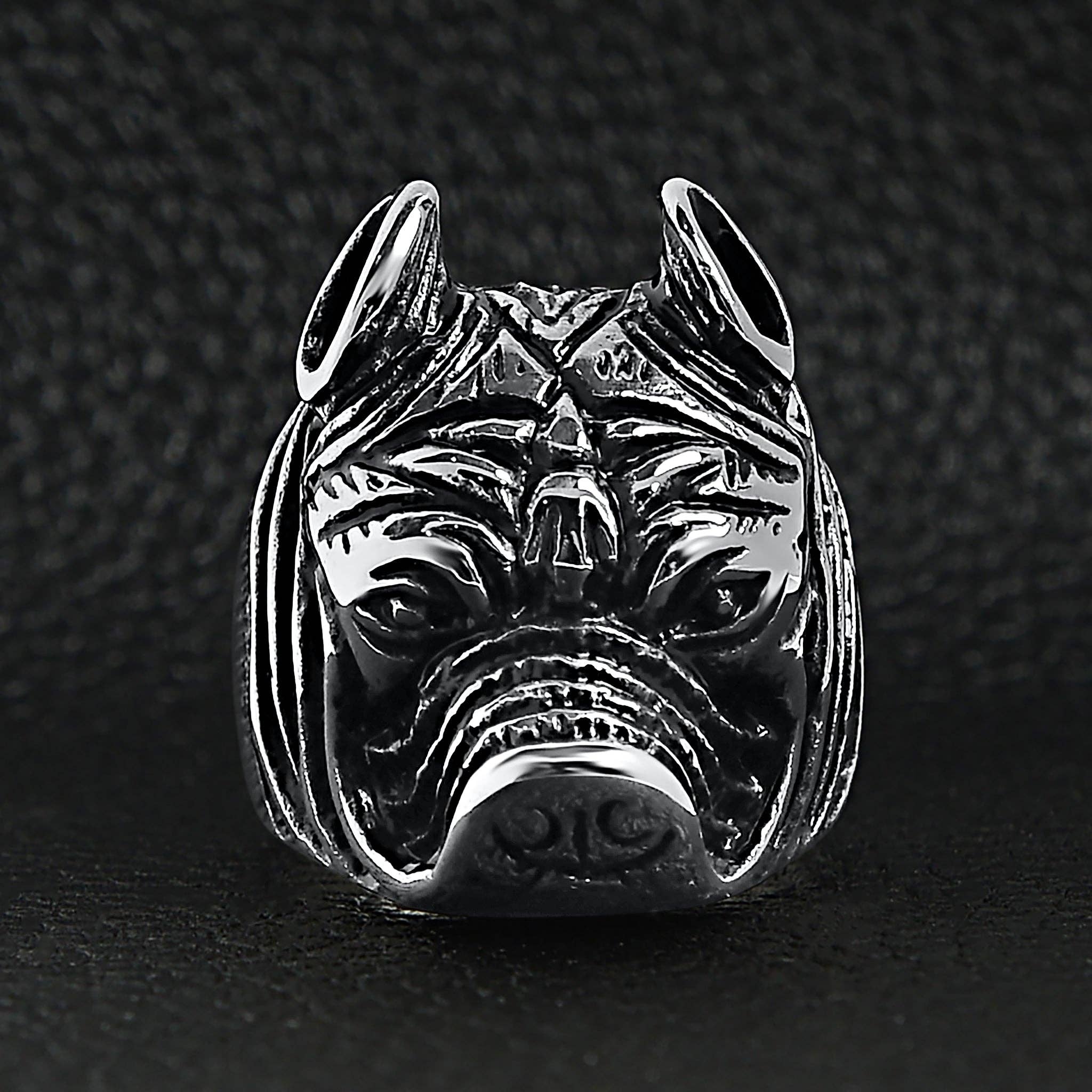 WJW - Wholesale Cocktail/Statement Ring - Stainless Steel Pit Bull Dog Ring3