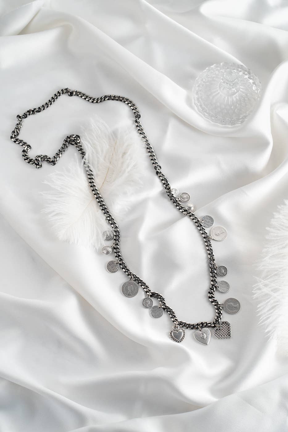 Goupi - Wholesale Y-Neck/Lariat Necklace - Silver and black chain with silver charms2
