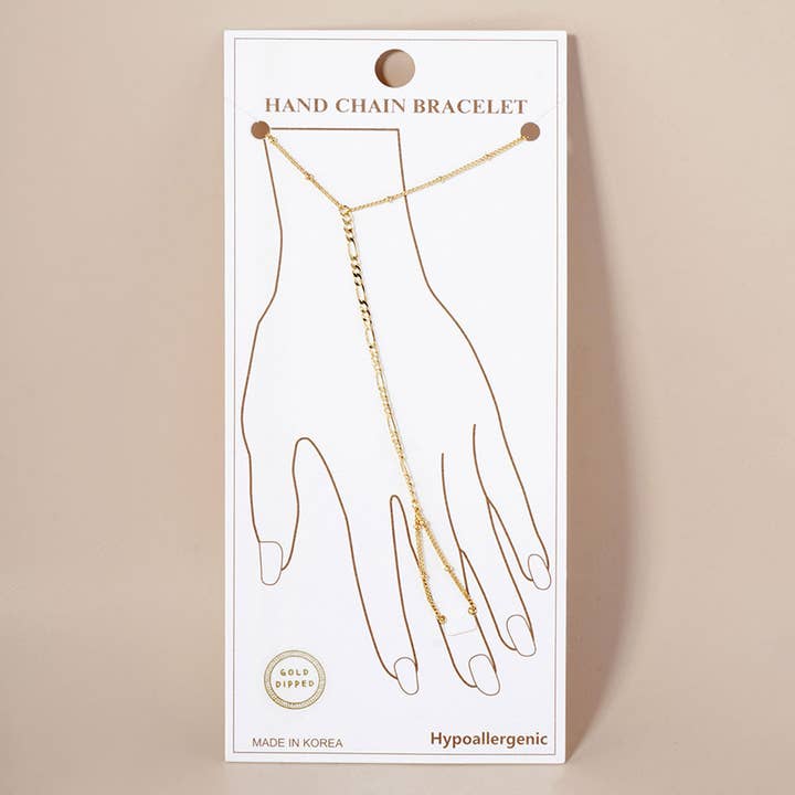 Sensibling Corp. - Wholesale Link & Chain Bracelet - Gold Dipped Delicate Hand Chain Bracelet