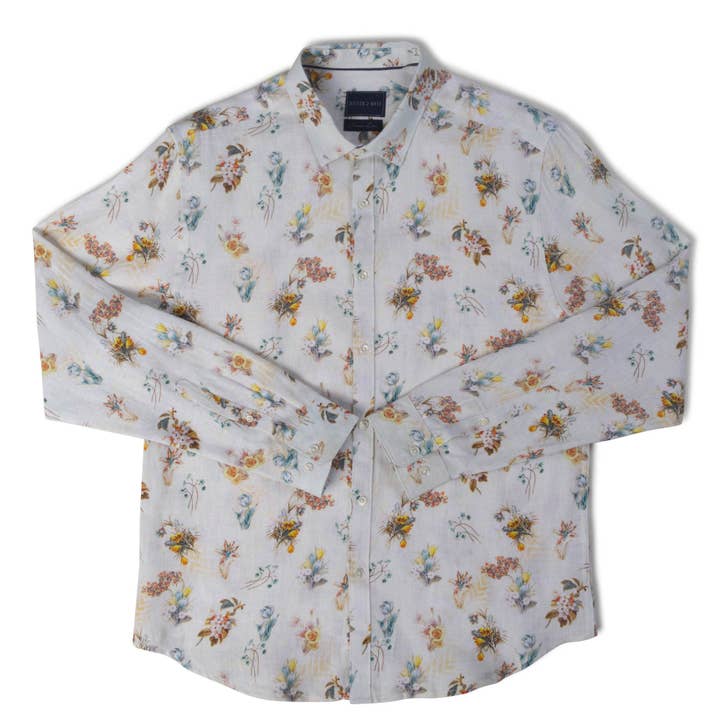 Chemise à manches longues à motif floral bleu rouille pour la vente par Stitch Note