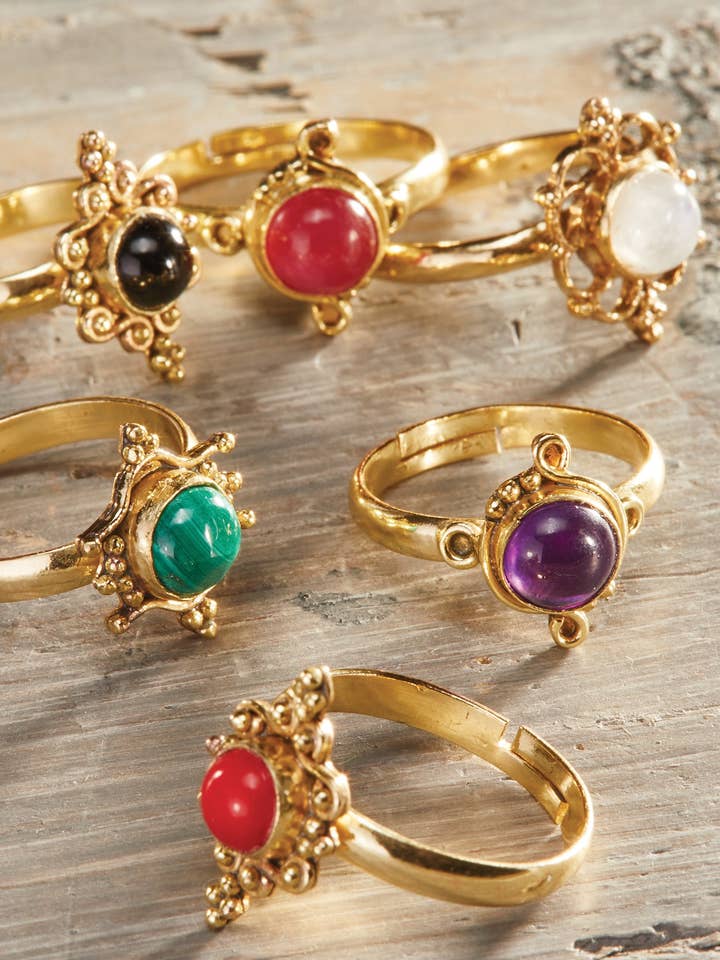 Assorted Setting Brass Rings With Stones for wholesale by Namaste