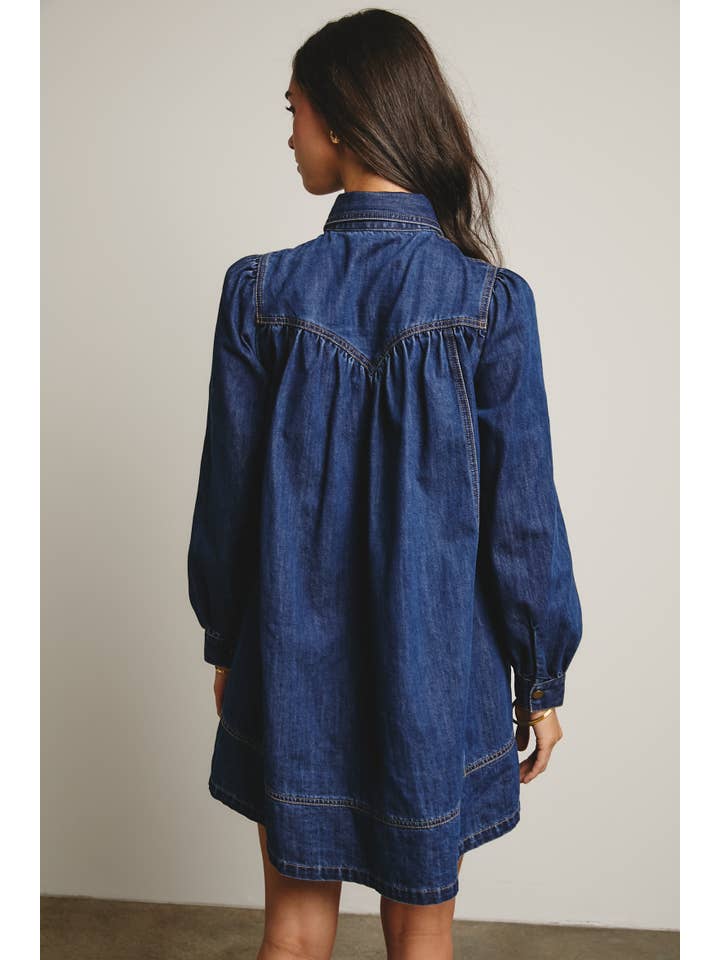 Forte - Wholesale Dress - Women's - Western Seam Denim Mini Dress FD000110