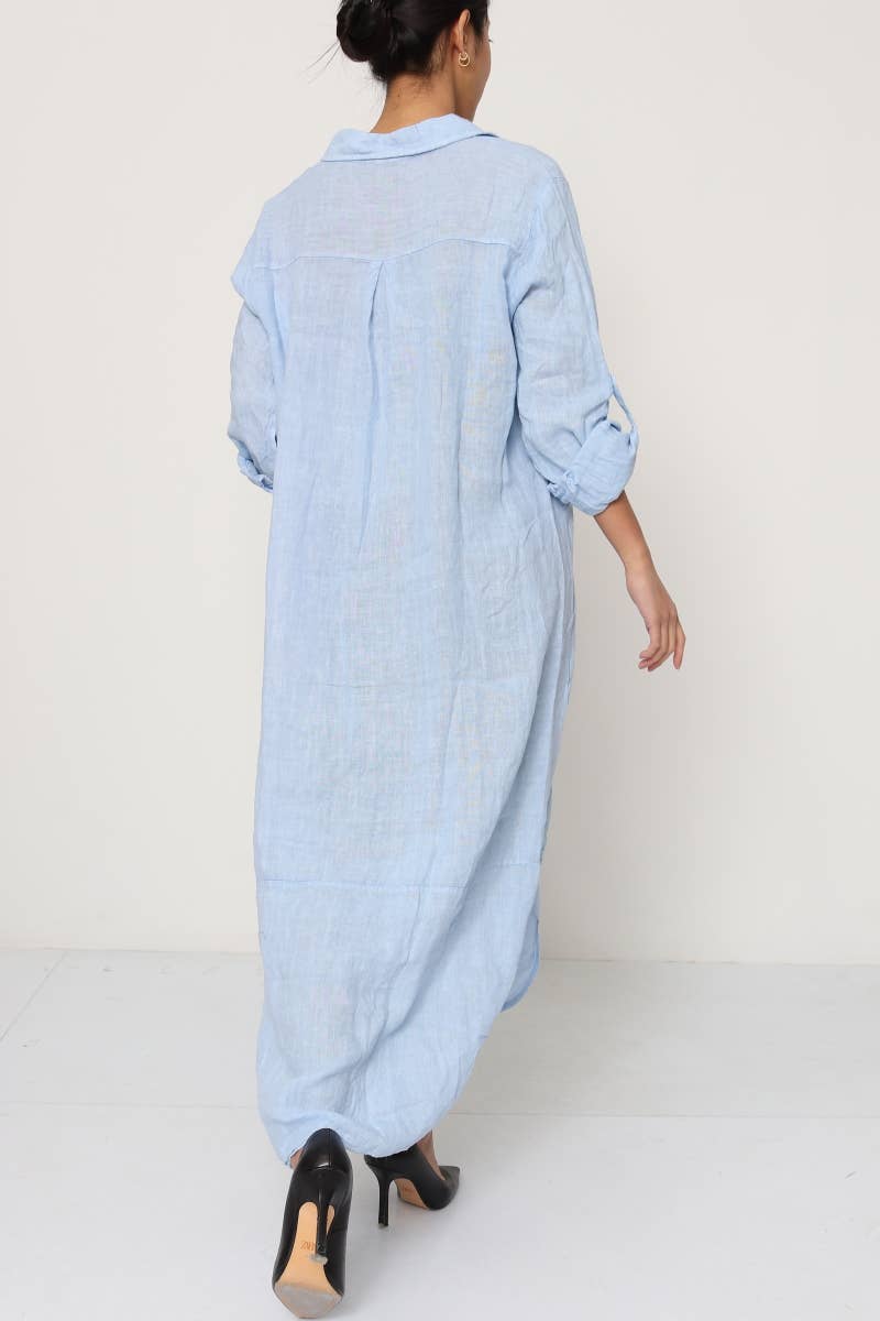 LÉA & LUC - Wholesale Dress - Women's - Long shirt dresses in 100% Linen REF. 148436