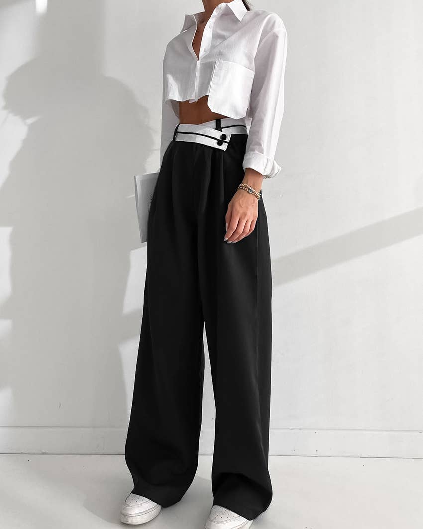Black Contrast color suit trousers for wholesale on Faire13