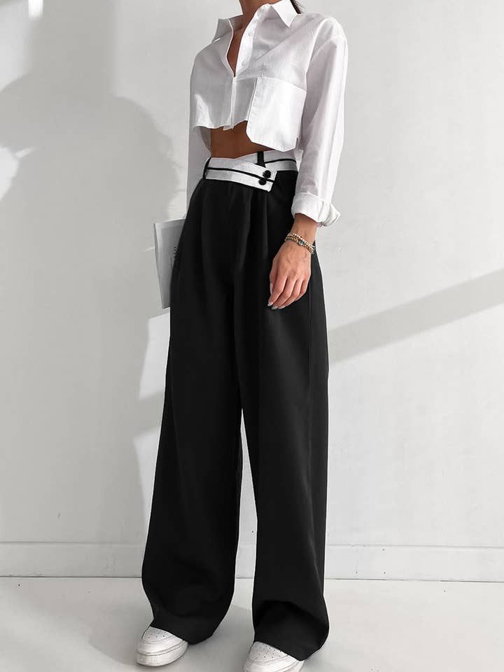 Black Contrast color suit trousers for wholesale on Faire13