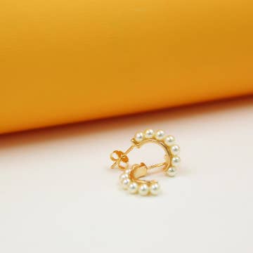 Orecchini a mezzo cerchio in perla per oro 18 carati (l347) per la vendita all'ingrosso da parte di MIA Jewelry