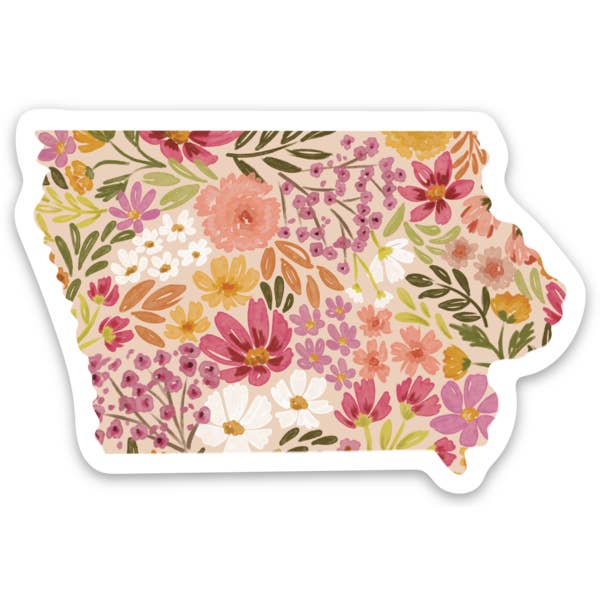Elyse Breanne Design - Venta al por mayor Pegatina - Pegatina floral del estado de Iowa, 7,6 x 5 cm1