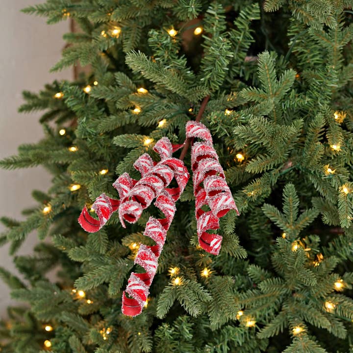 511088- 18inL Snowy Peppermint Strips Spiral x 5 for wholesale by Holiday Depot Inc.