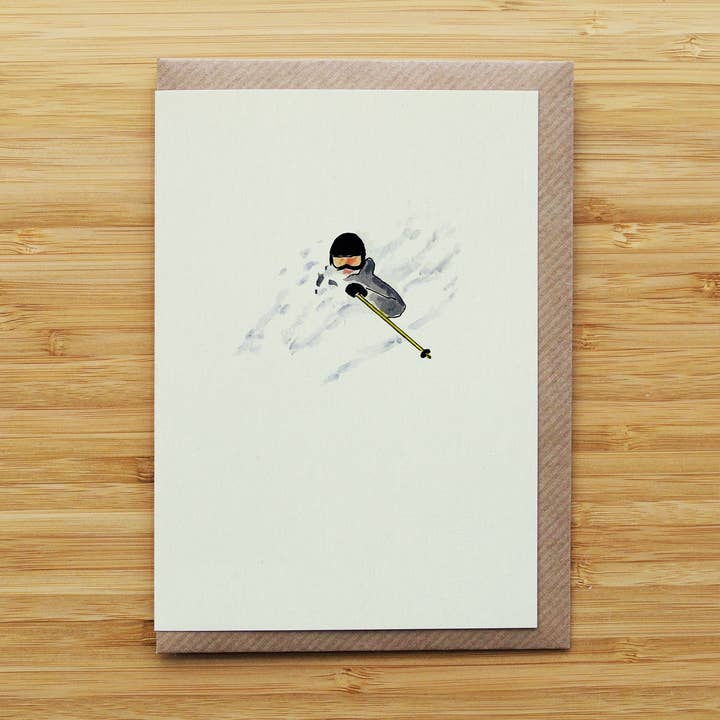 RossJDesigns - Wholesale Everyday Greeting Card - Powder Skier Card - Backcountry - Birthday - Recycled Card