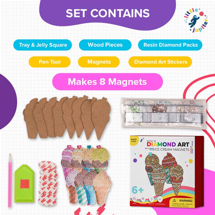 AYK Brand – wholesale Magnet – Ice Cream Diamond Painting Magnets Set - 8Pcs4