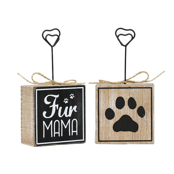 15863 - 3x6 wood photo block (FUR MAMA) Pet Decor for wholesale by Devanie At Home (Formerly Adams & Co.)