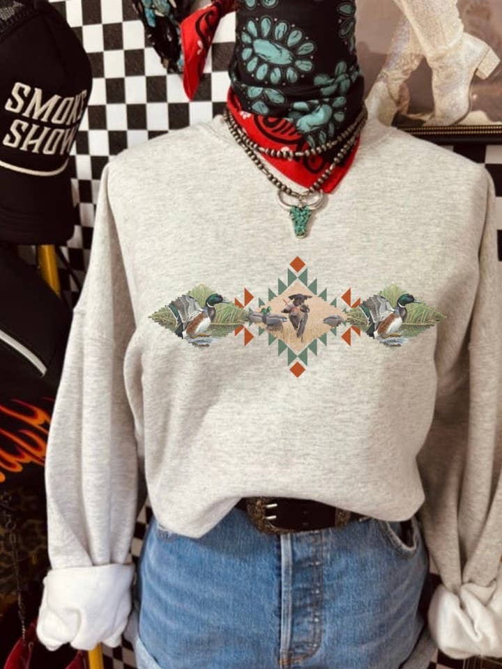 DIAMOND AZTEC DUCK CREW for wholesale by Sugar & Velvet Collective Wholesale