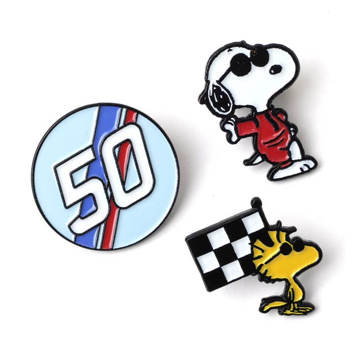 Snoopy & Woodstock Racing Pin Set for wholesale by PINTRILL