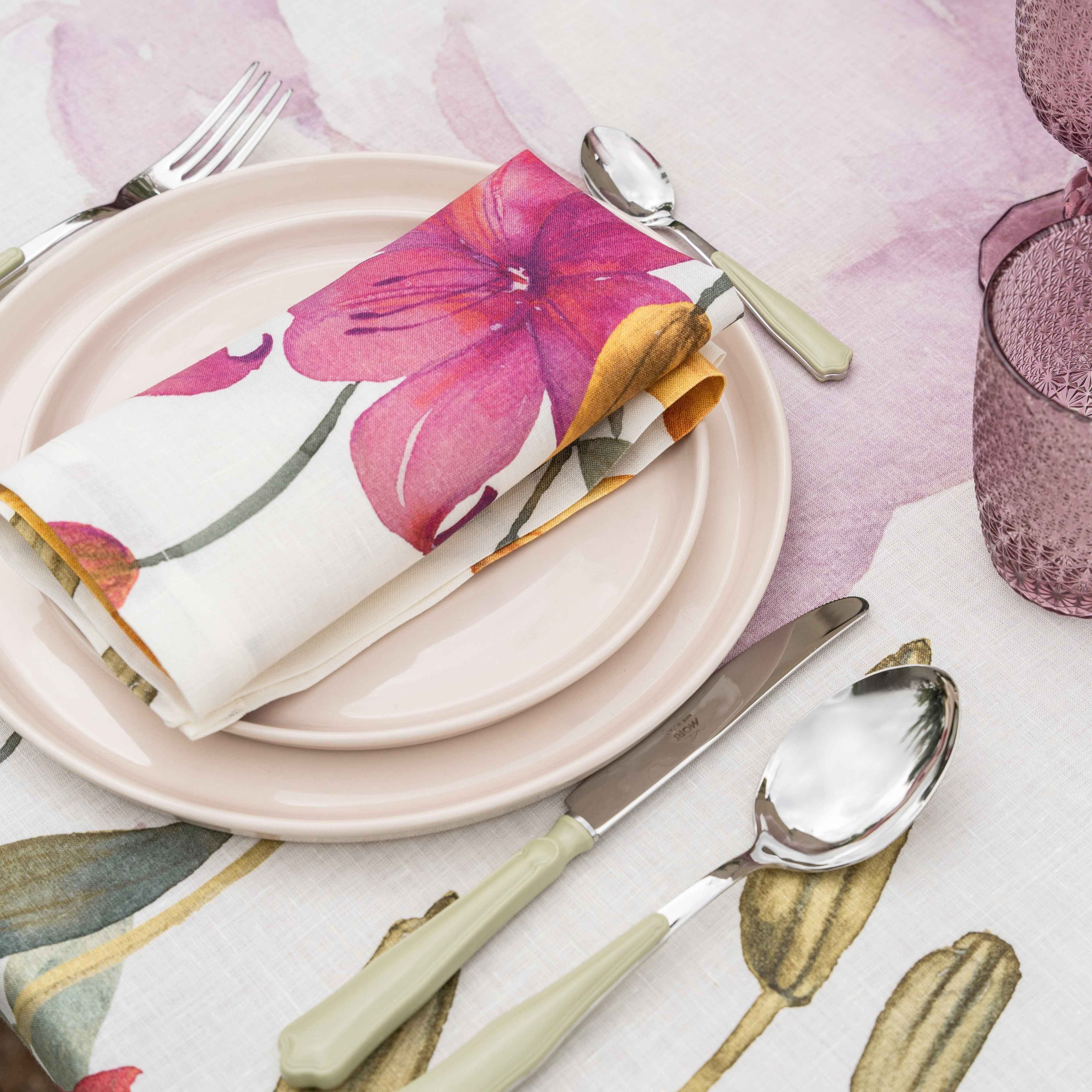 The Napking - Wholesale Dinner & Cloth Napkin - Set of 4 Premium Linen Oleandro Napkins 100% Made in Italy1