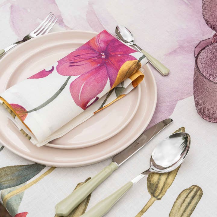 The Napking - Wholesale Dinner & Cloth Napkin - Set of 4 Premium Linen Oleandro Napkins 100% Made in Italy1