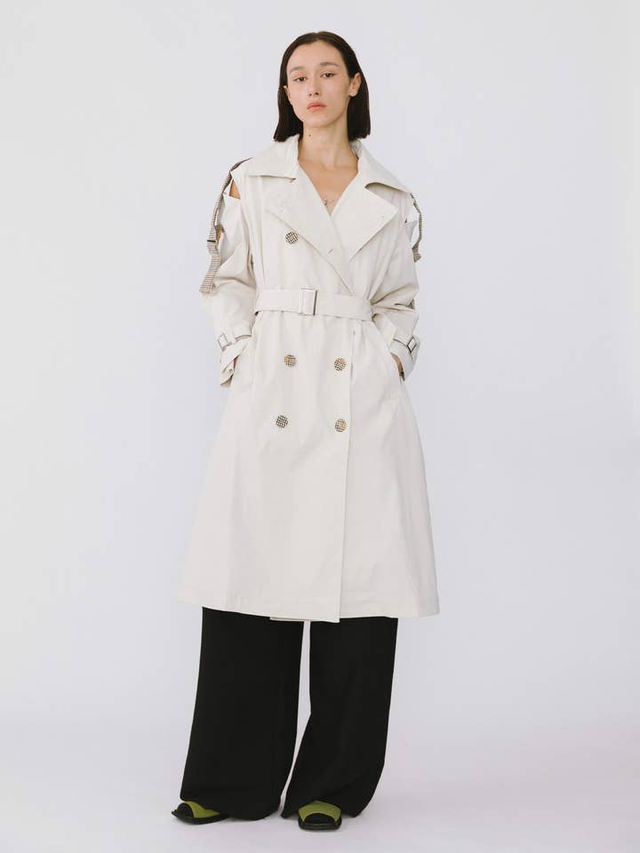 Beige Trench con spalle scoperte in vendita all'ingrosso su Faire