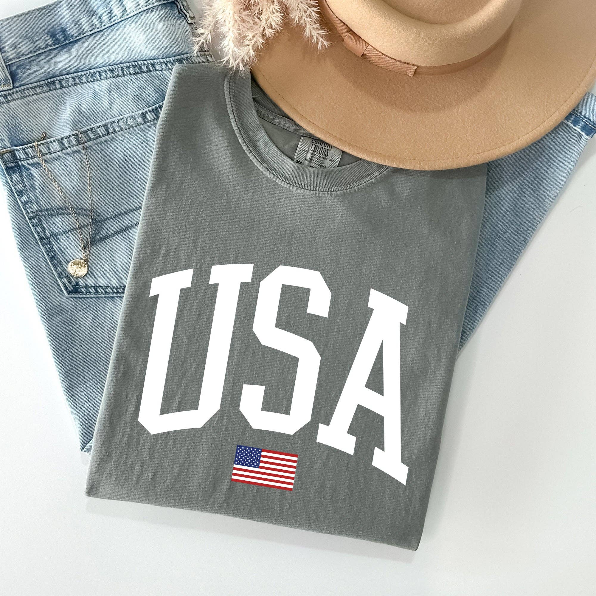 Refinery Number One LLC – wholesale T-shirts med screentryck – Dam – USA Flagga, Amerika, Patriotisk, Vit, 4 juli T-shirt6