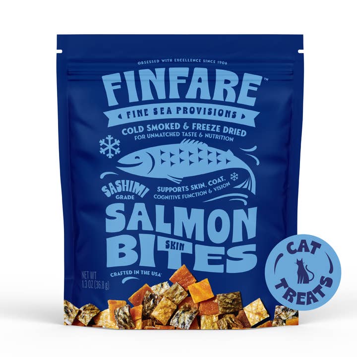 Freeze-Dried Salmon Skin Bites for Cats, 1.3oz for wholesale by Finfare Pet Foods