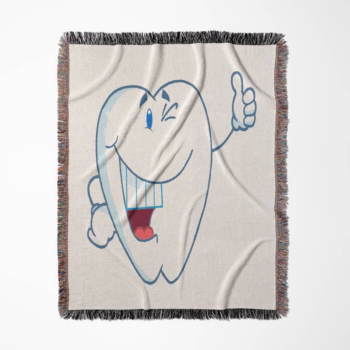 3dRose - Wholesale Throw Blanket - 3dRose, Smiling Tooth Dental Cartoon Character, Blanket0