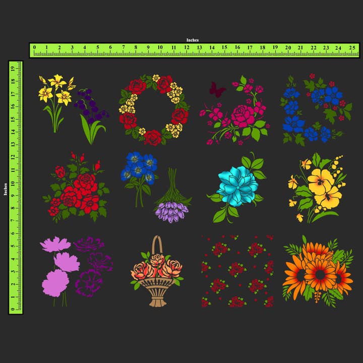 CrafTreat - Wholesale Stencil/Craft Die - CrafTreat Small Flower Stencil for Wall Paintings, Reuseable Floral Stencil Design 12pcs of Small Painting stencil on Wood, Furniture, Canvas, Glass and Other Craft Projects |Flower stencils small 6x6 Inches3