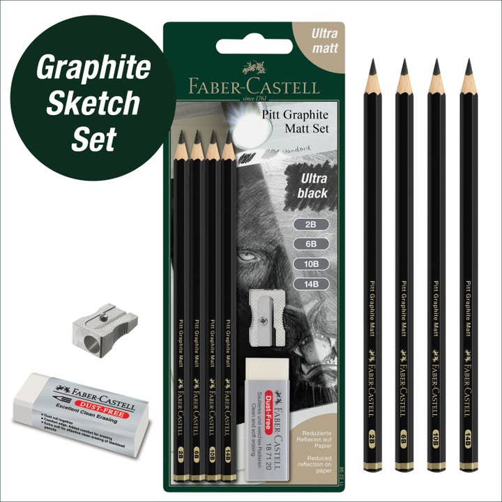 Faber-Castell / Creativity for Kids - Wholesale Colored Pencil - Pitt Graphite Matte Pencil Sketching Set (2B, 6B, 10B, 14B)
