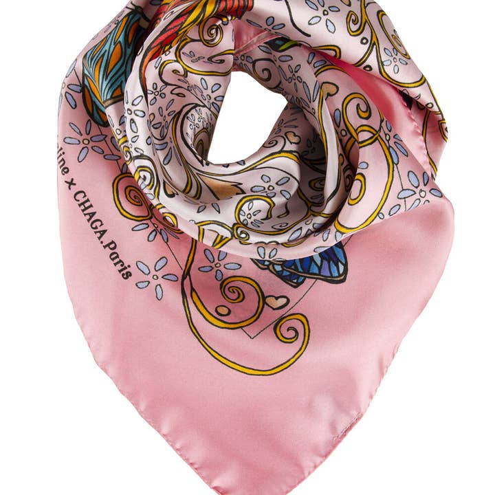 LENÇO DE SEDA CHAGALINE ROSA por atacado de chaga paris