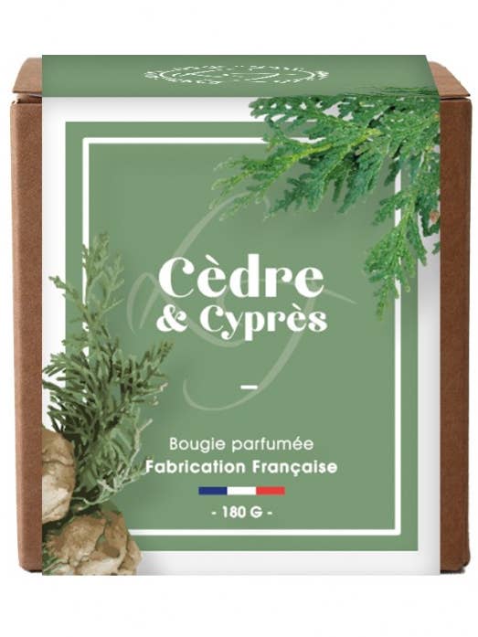 Candela vegetale Duo Cedar & Cypress da 180 g per la vendita all'ingrosso da parte di Les Lumières du Temps