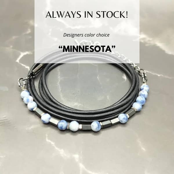 MINNESOTA - Morse Code Bracelet - Handmade - In Stock for wholesale by MorseLeather Co.