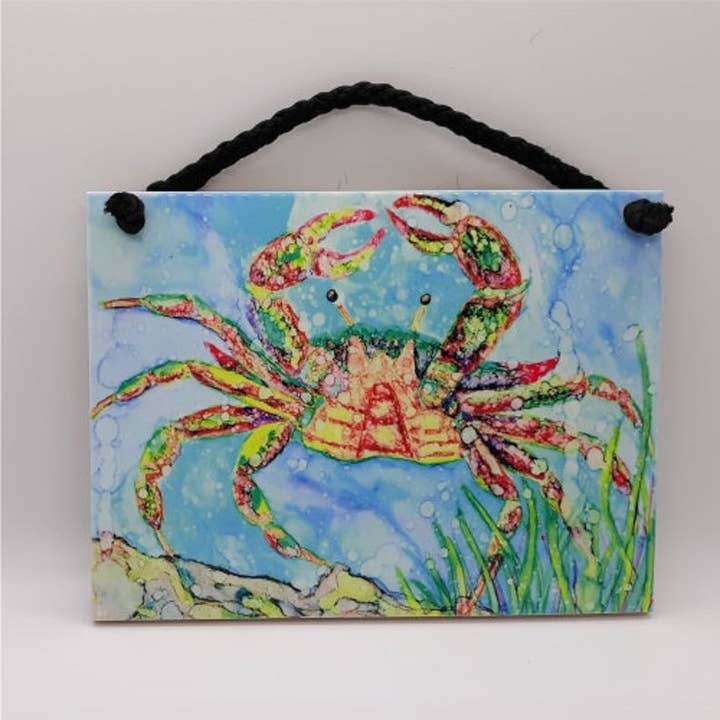 finurlig Krabbe Keramiske Tile for engroshandel hos Florida Vibes Art / Mungo Key Designs