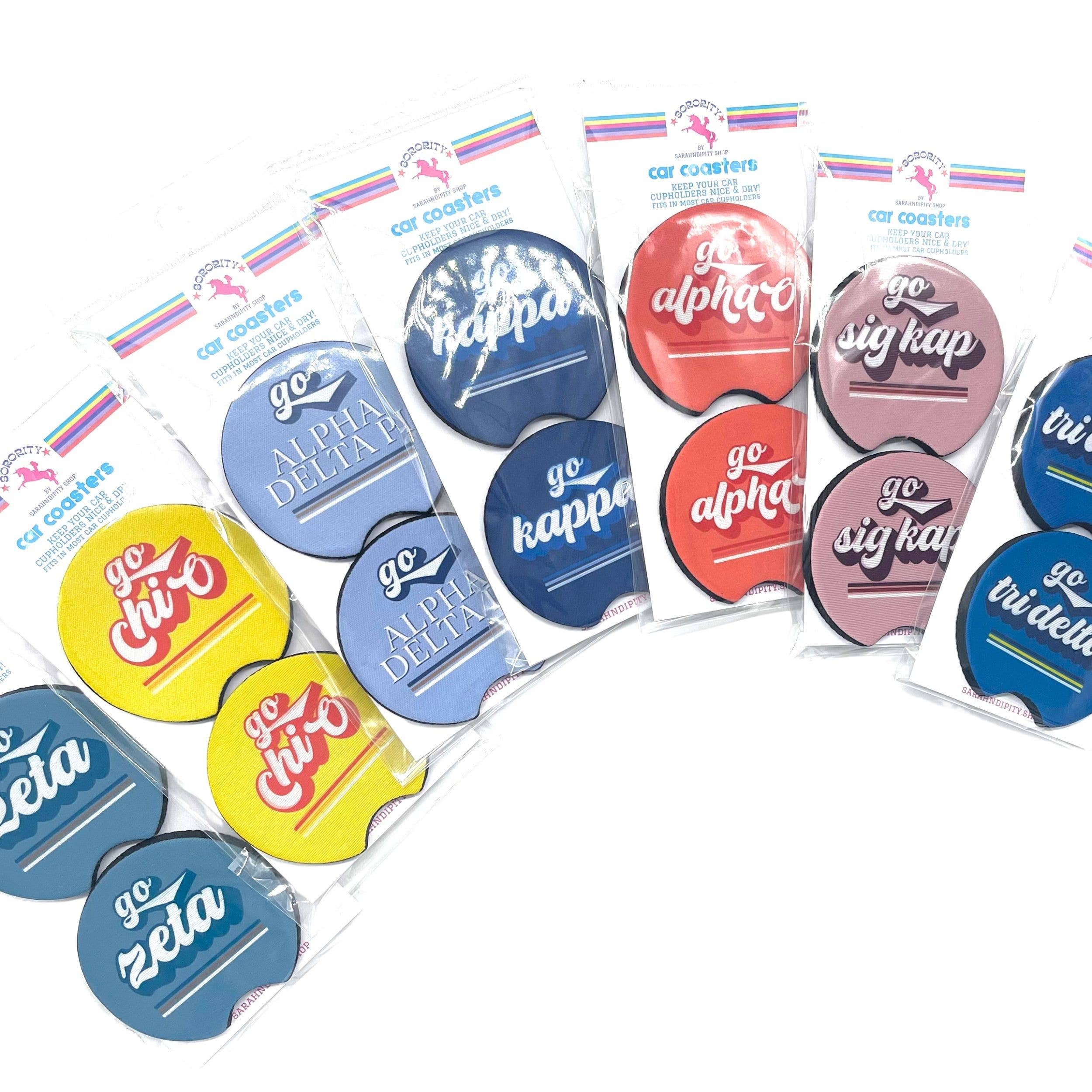 Sarahndipity Shop - Wholesale Car Coaster - Women's - Sorority Car Coasters - Go Design16