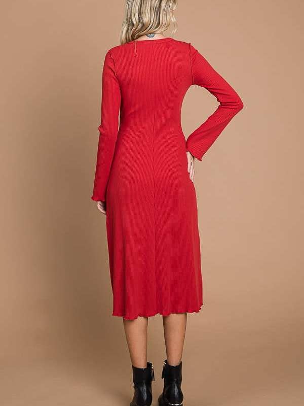 Culture Code - Wholesale Dress - Women's - CRD1903L - CREW NECK BELL SLV FLARE MIDI DRESS4