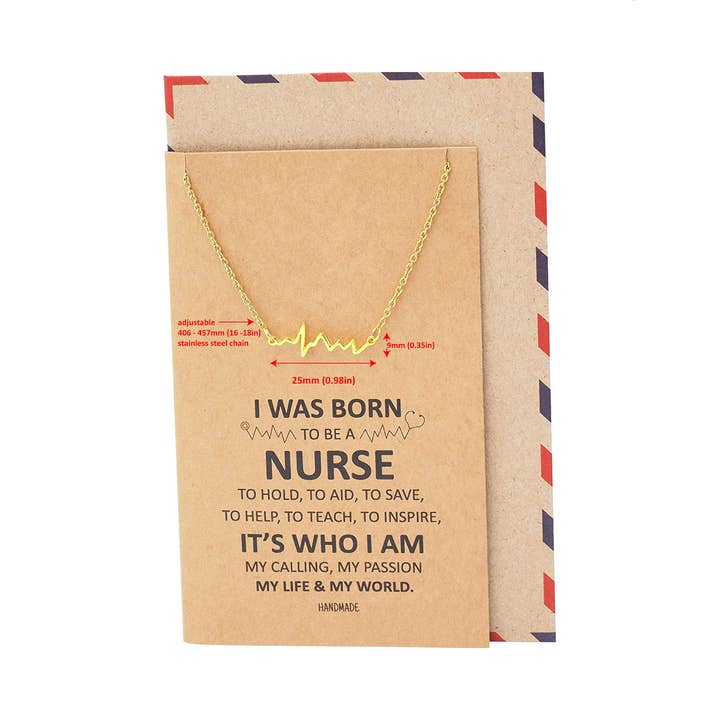 Quan Jewelry - Vendita all'ingrosso Collana con ciondolo/pendaglio - Collana con cardiogramma Macaria, regalo per infermiera11