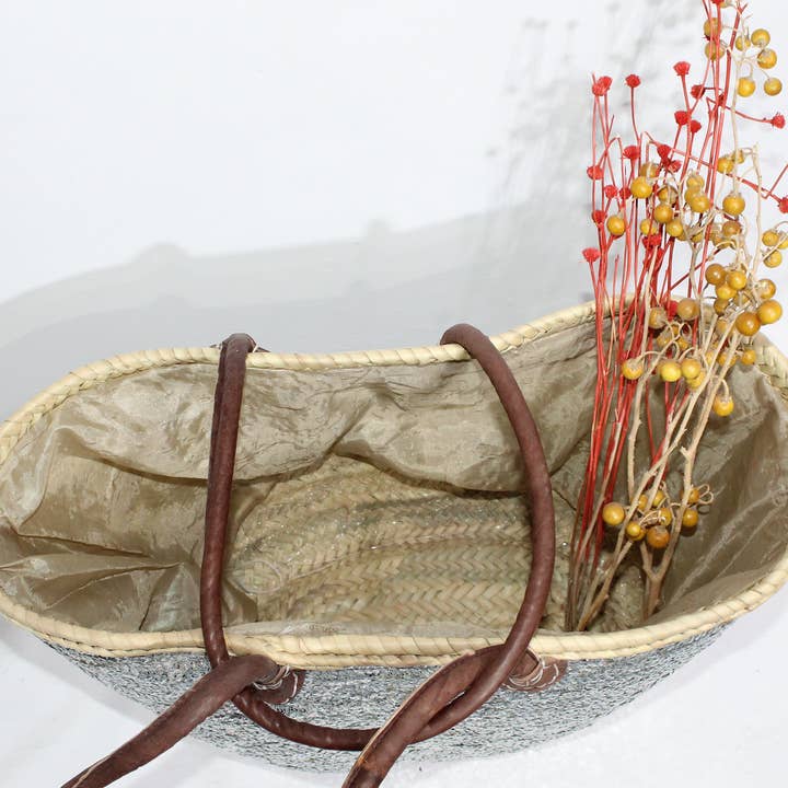 Melecraft - Wholesale Beach bag - Silver Sequins straw bag, french market basket4