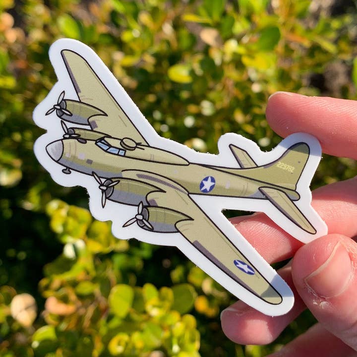 WWII B-17 Bomber Airplane Sticker - Vinyl - Dishwasher Safe for wholesale by Extremely Retro